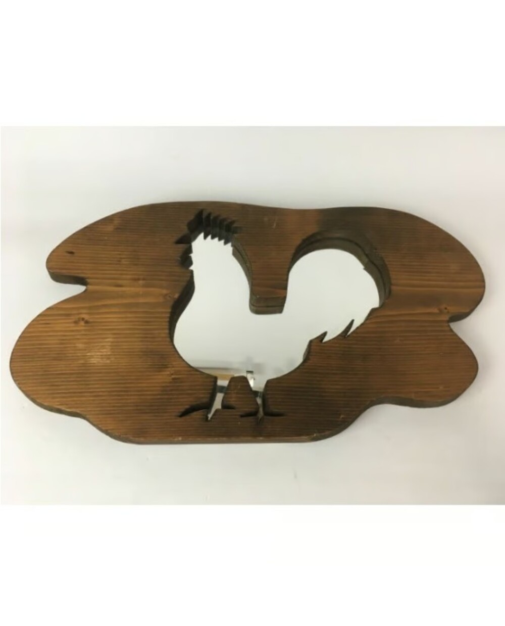 VTG Wooden Rooster Wall Mirror Rustic Farmhouse Kitchen Country Chicken Art 20"